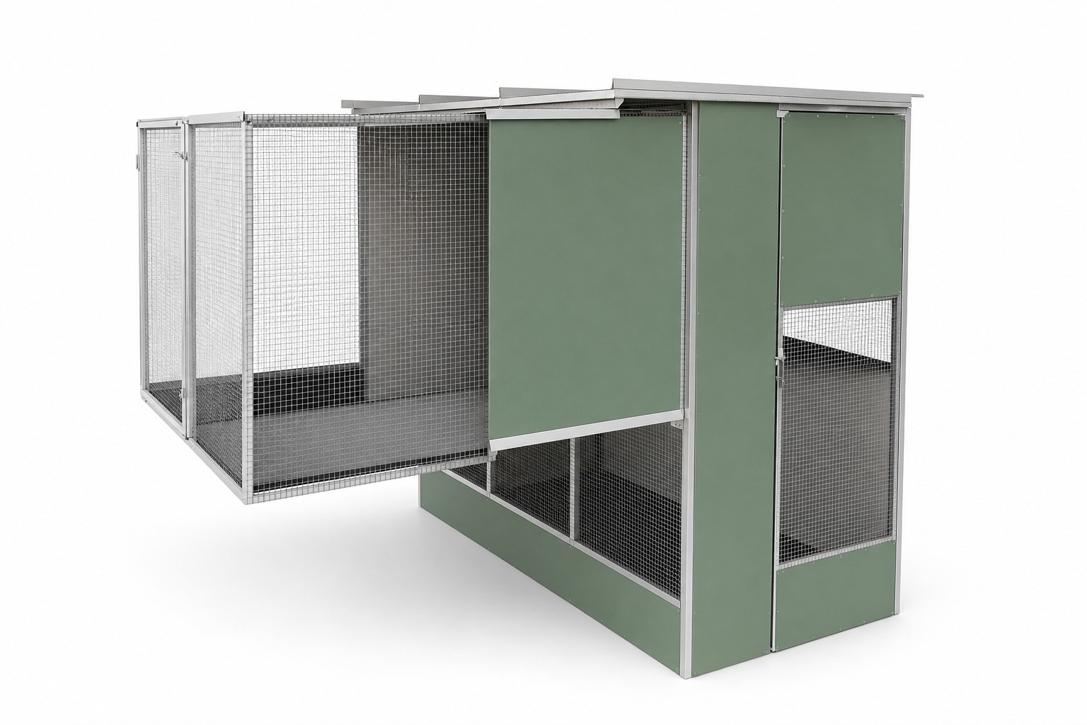 Flat-Roof Shelter-and-Run Aviary by Bonwick & Co