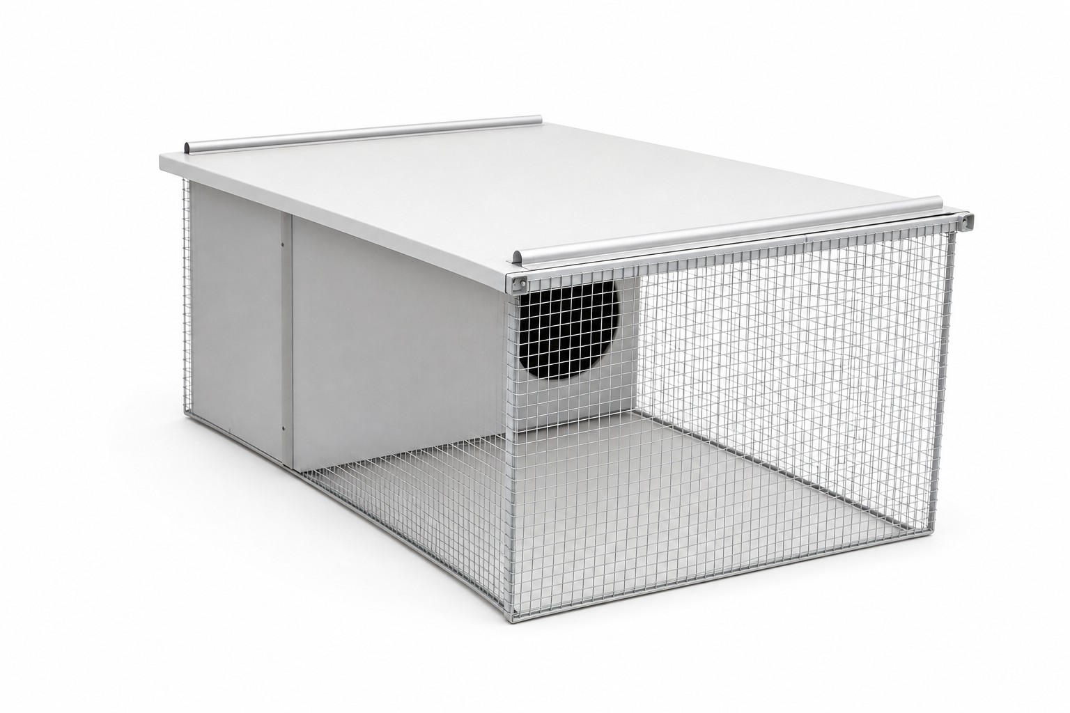 Flat-Roof Mesh-Front Hutch by Bonwick & Co