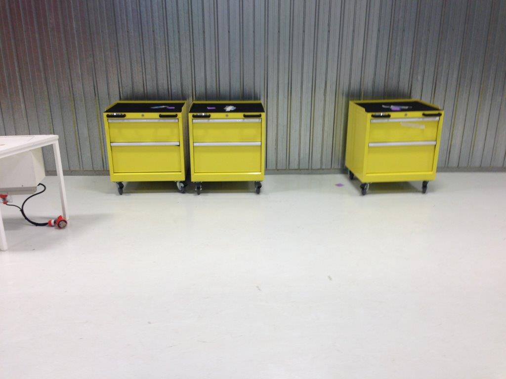 Yellow Boscotek mobile drawer cabinets