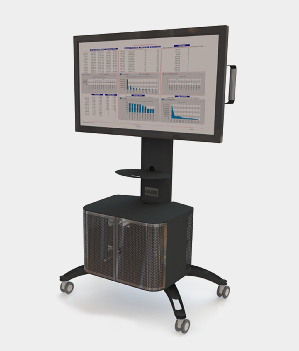 Axis Series Mobile Screen Stand with Cabinet by Gilkon