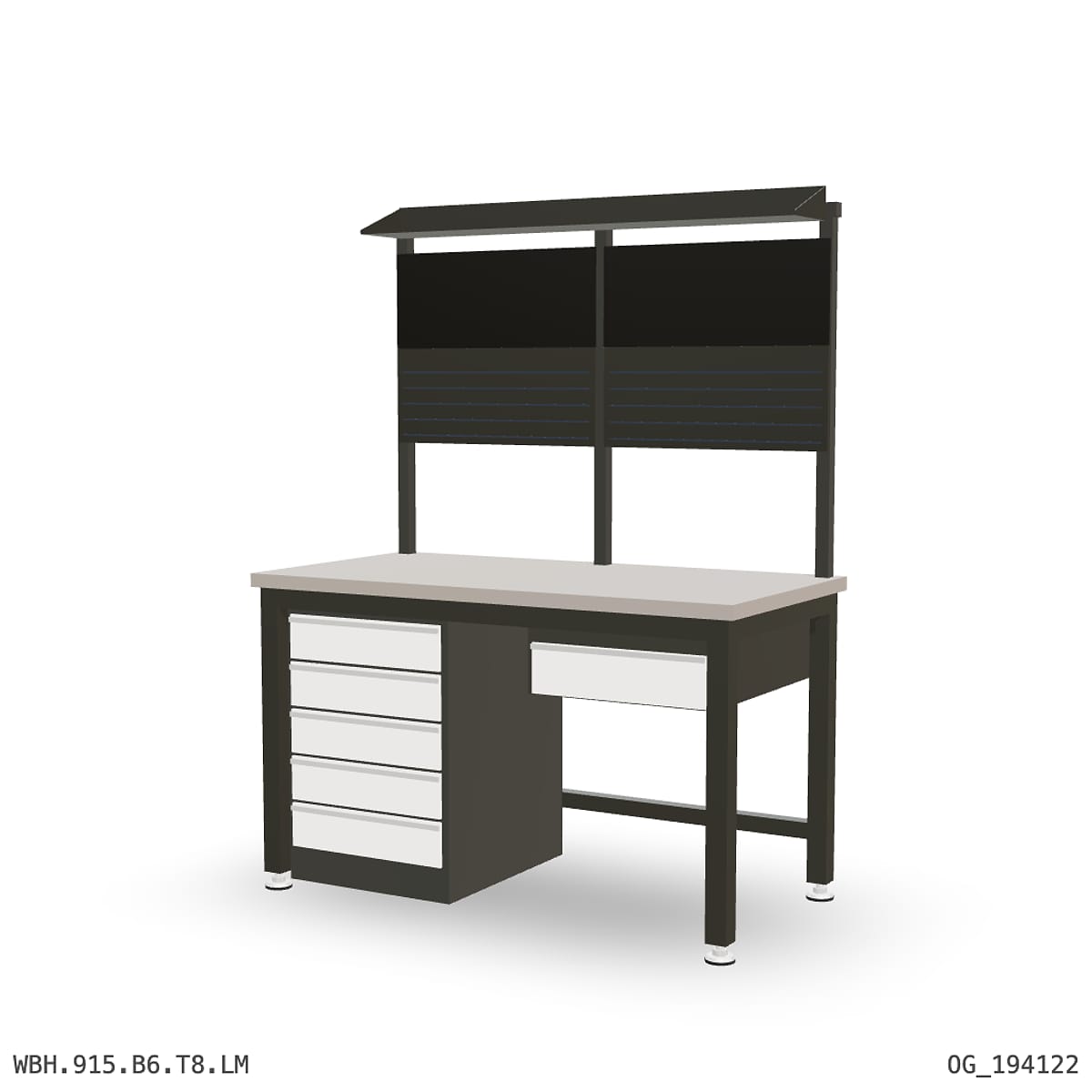 Heavy Duty Workbench 1500mm — Laminated Timber (42mm HDF), under-bench storage + overhead shelving by Boscotek