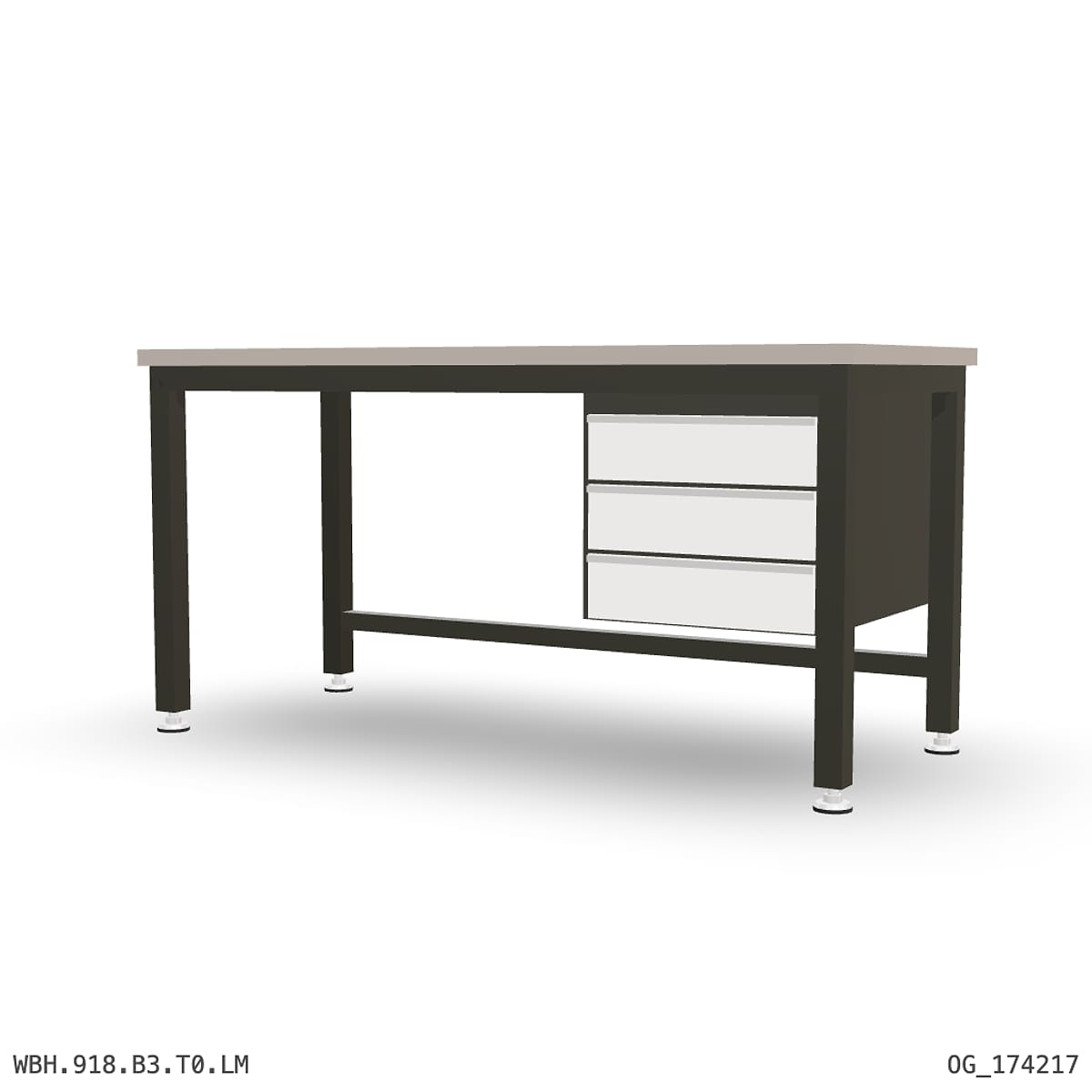 Heavy Duty Workbench 1800mm — Laminated Timber (42mm HDF), under-bench storage by Boscotek