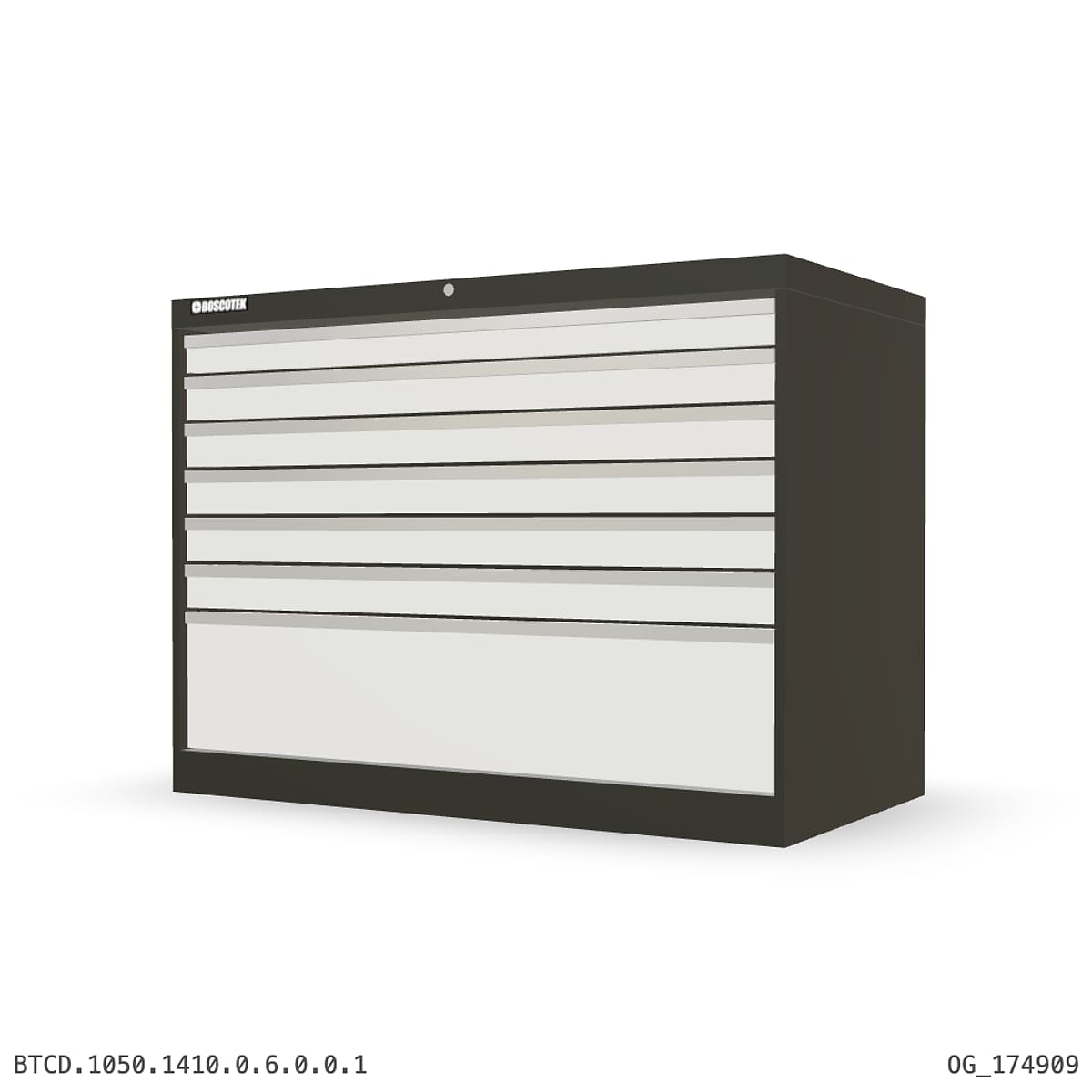 HD Cabinet 1410W × 1050H — D Series, 7-Drawer by Boscotek