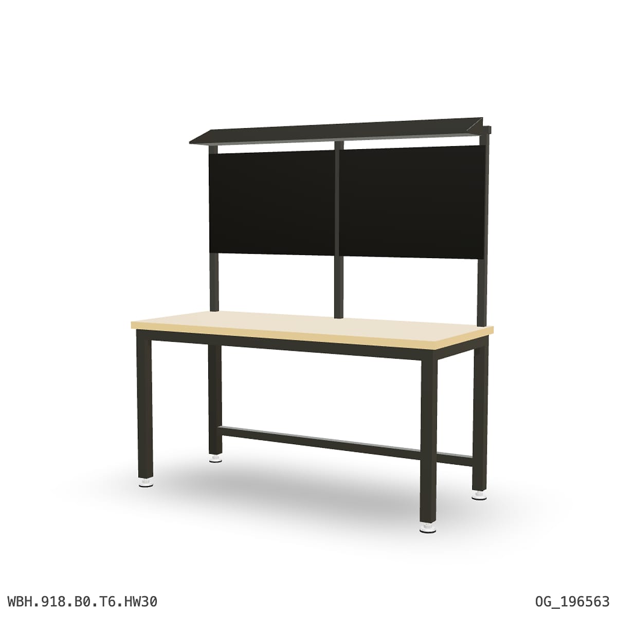 Heavy Duty Workbench 1800mm — Hardwood Oak 30mm, overhead shelving by Boscotek
