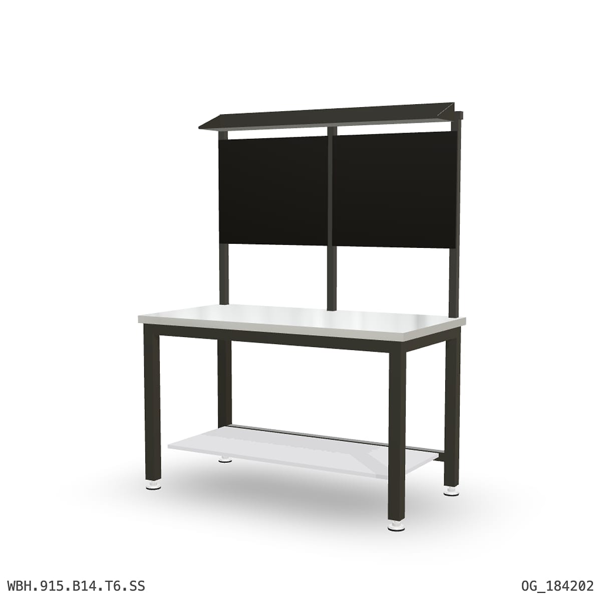 Heavy Duty Workbench 1500mm — Stainless Steel (1.2mm 304), under-bench storage + overhead shelving by Boscotek