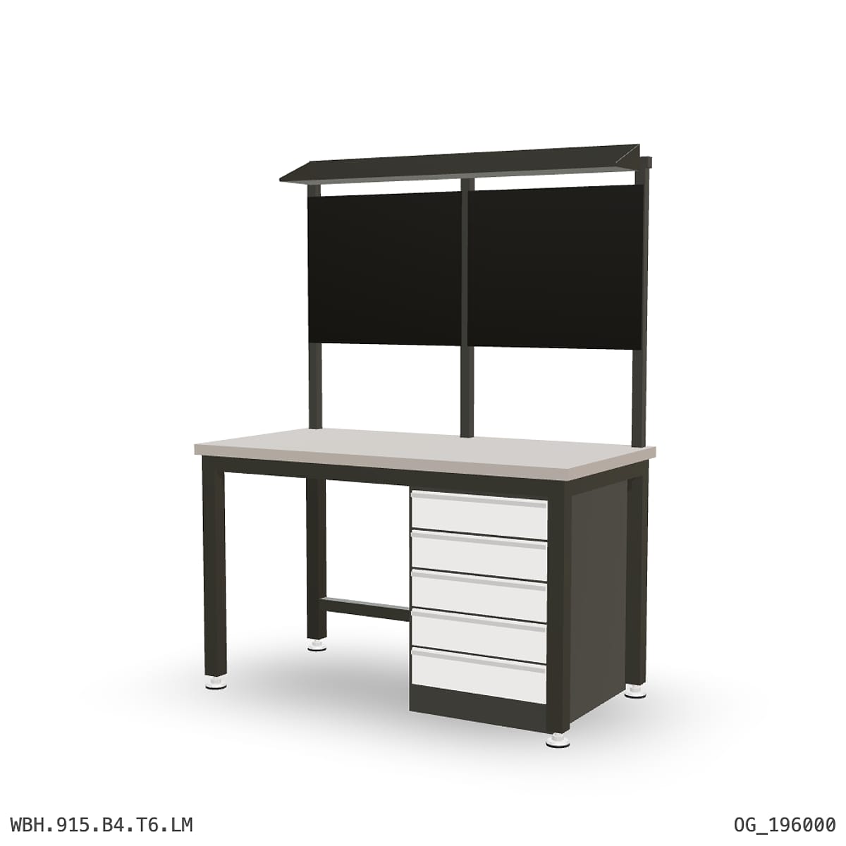 Heavy Duty Workbench 1500mm — Laminated Timber (42mm HDF), under-bench storage + overhead shelving by Boscotek