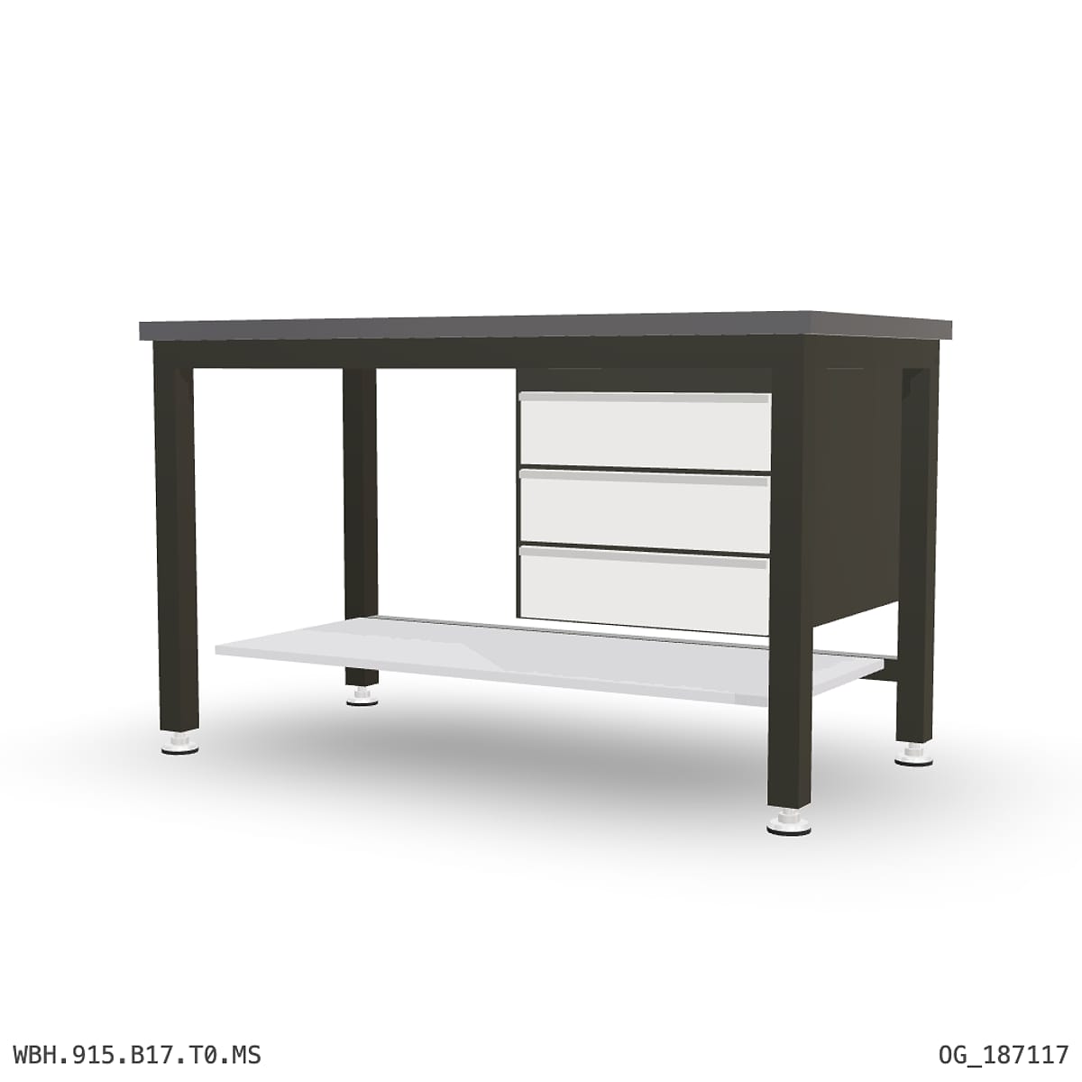 Heavy Duty Workbench 1500mm — 2mm Mild Steel, under-bench storage by Boscotek