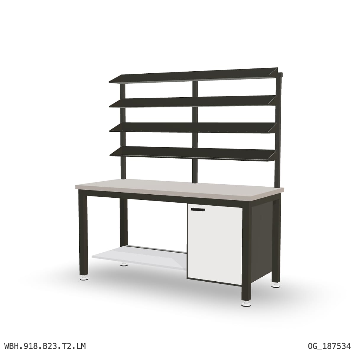 Heavy Duty Workbench 1800mm — Laminated Timber (42mm HDF), under-bench storage + overhead shelving by Boscotek