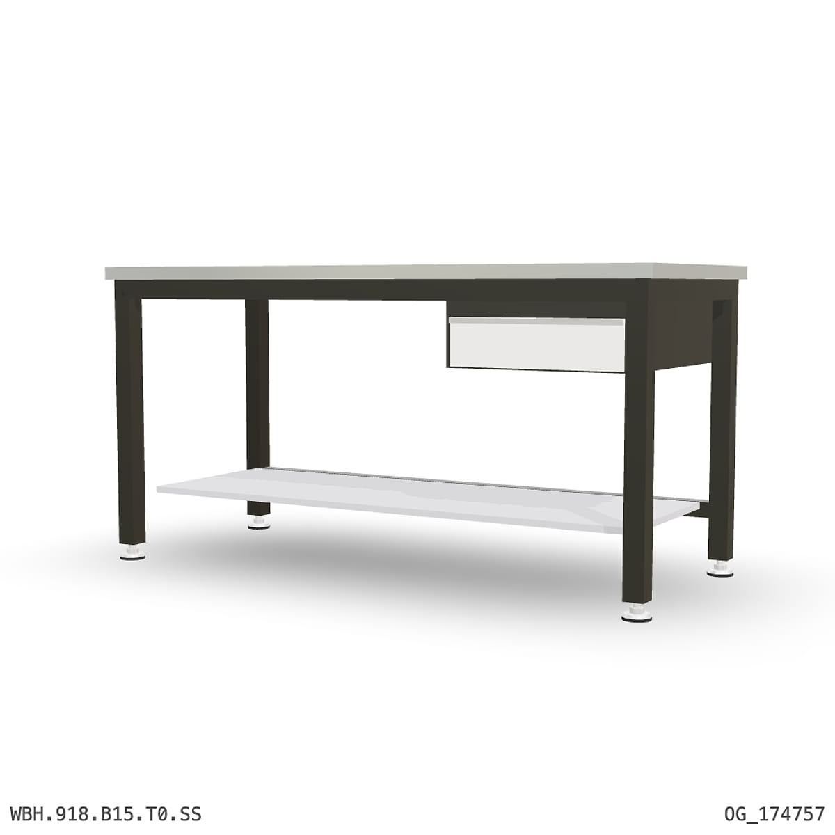 Heavy Duty Workbench 1800mm — Stainless Steel (1.2mm 304), under-bench storage by Boscotek