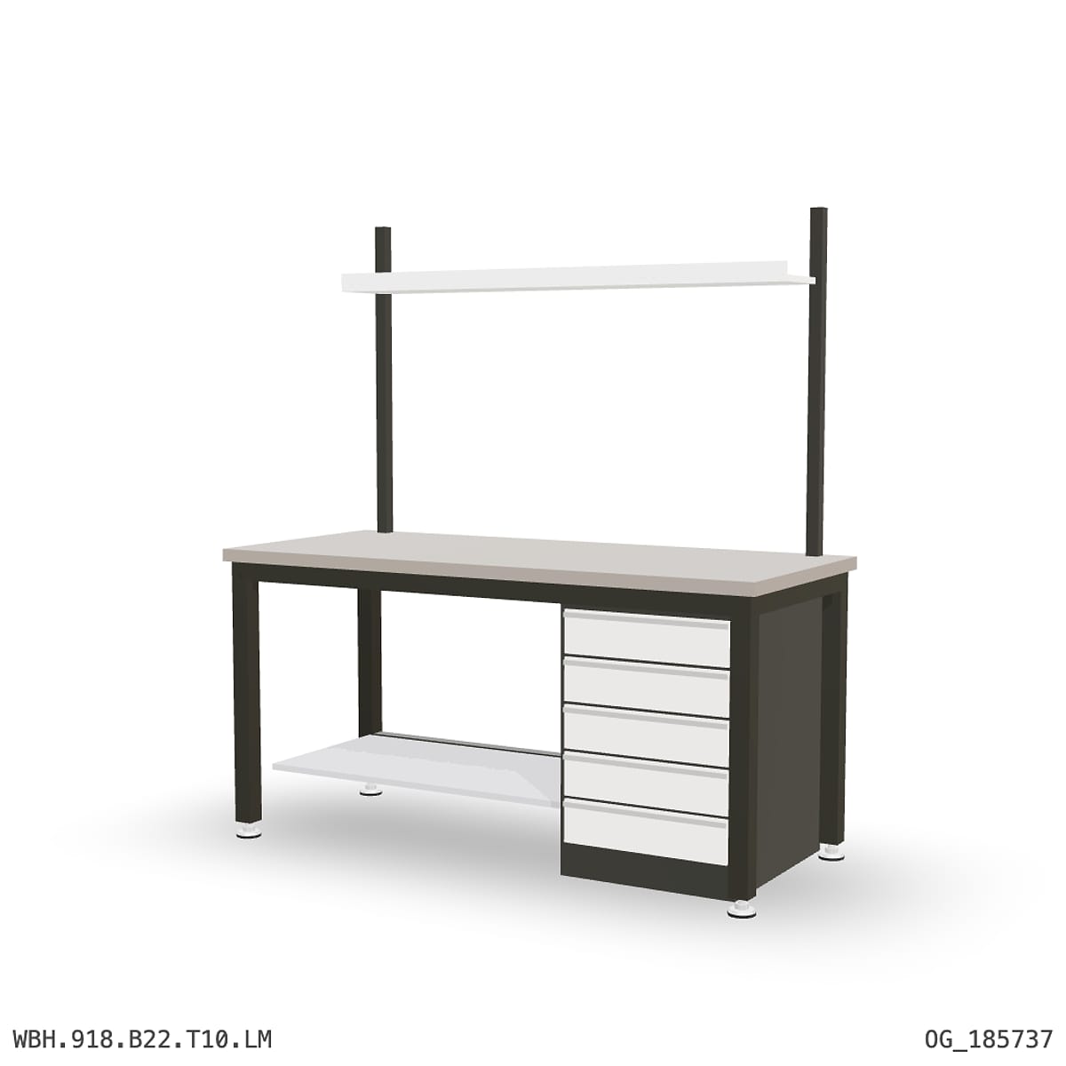 Heavy Duty Workbench 1800mm — Laminated Timber (42mm HDF), under-bench storage + overhead shelving by Boscotek