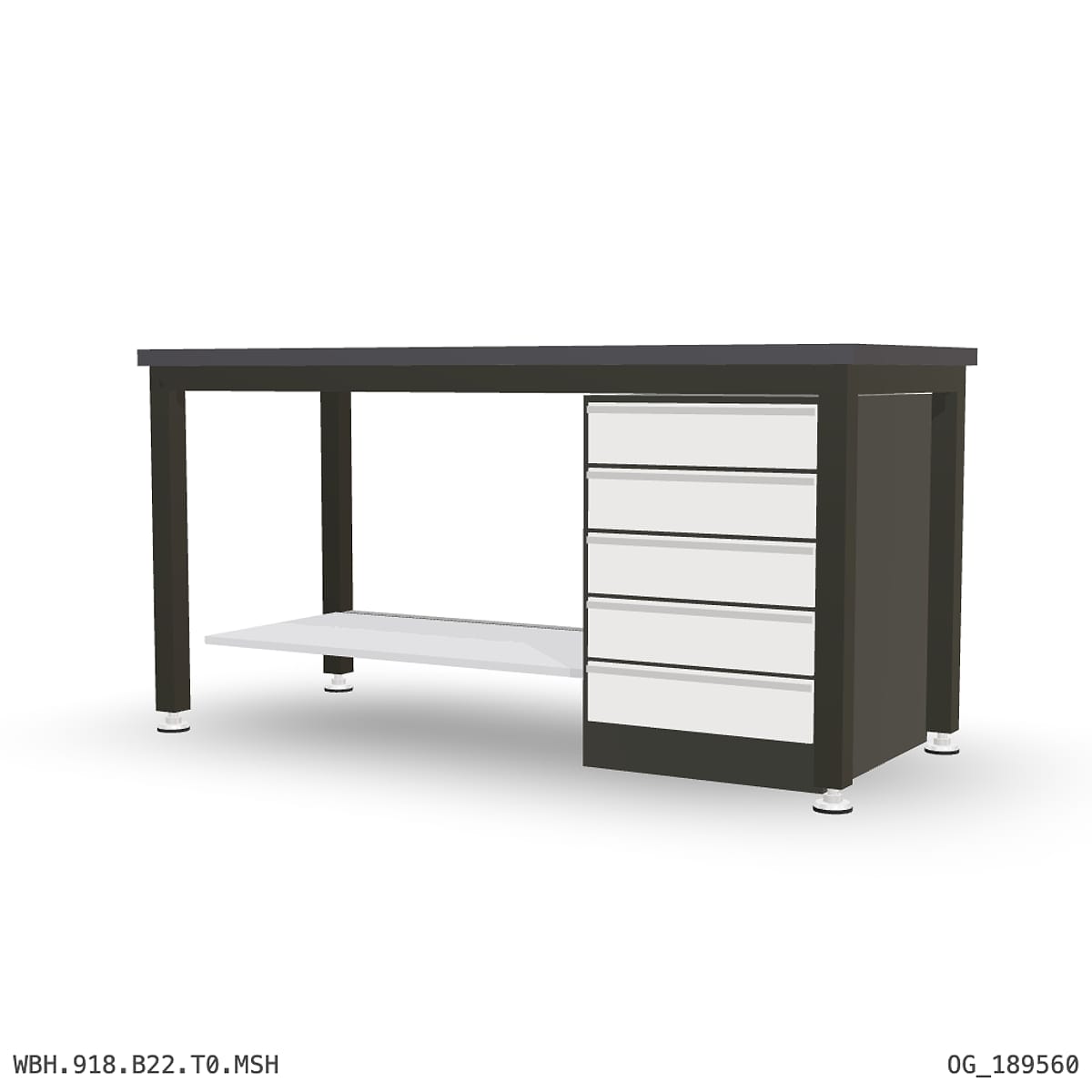 Heavy Duty Workbench 1800mm — 3mm Mild Steel (Heavy), under-bench storage by Boscotek