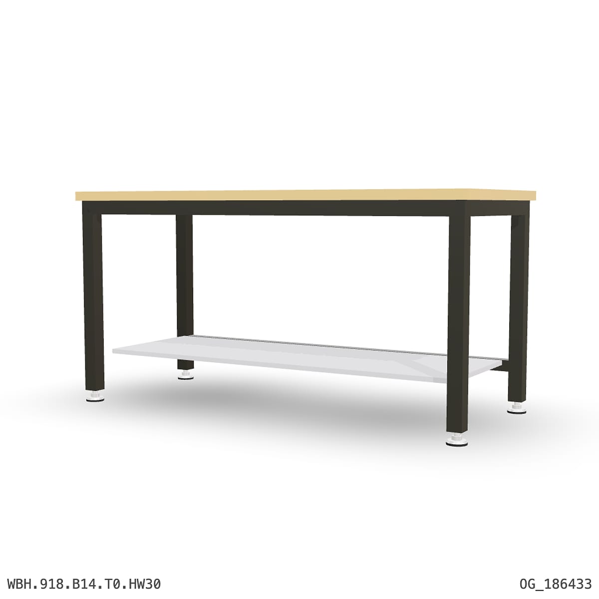 Heavy Duty Workbench 1800mm — Hardwood Oak 30mm, under-bench storage by Boscotek