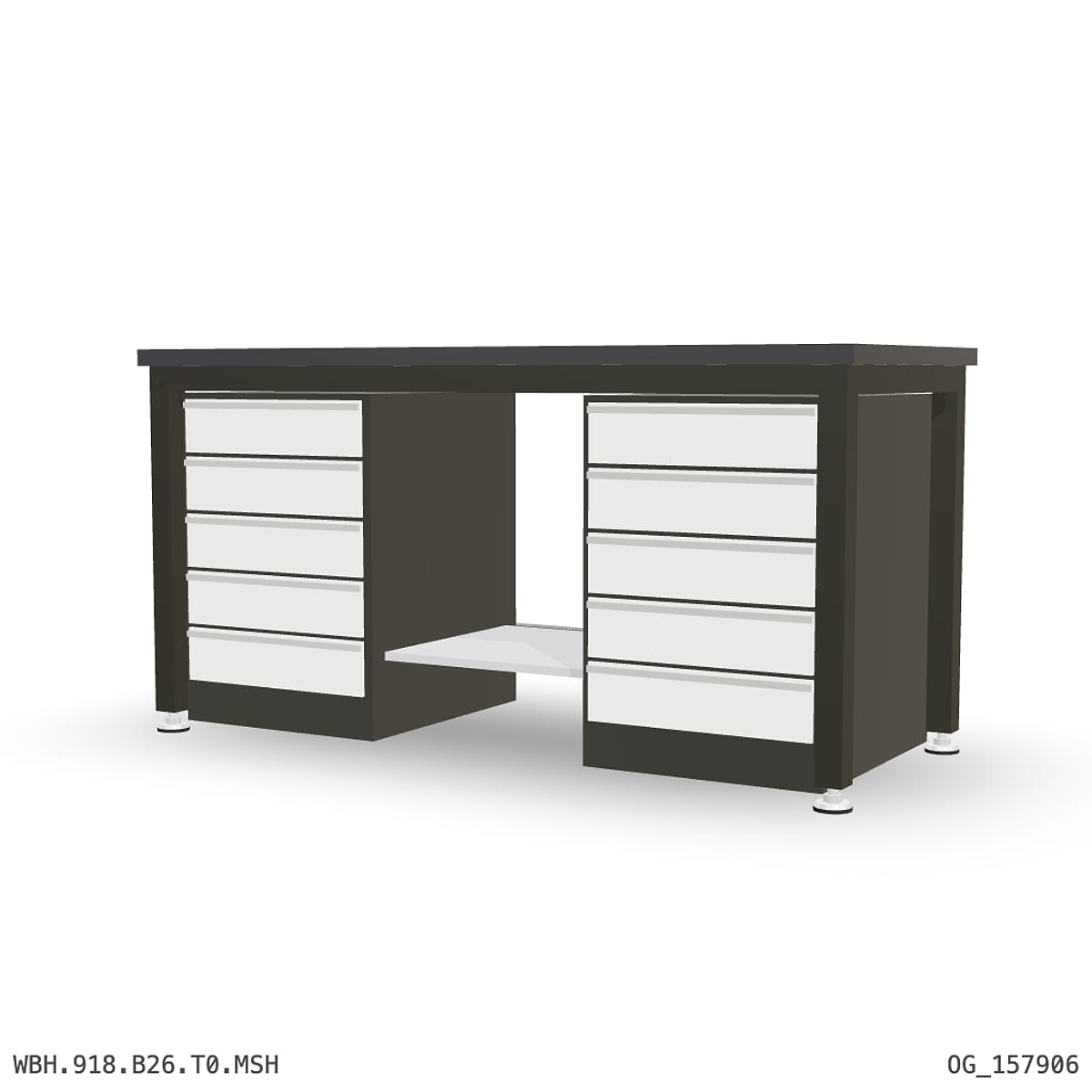 Heavy Duty Workbench 1800mm — 3mm Mild Steel (Heavy), under-bench storage by Boscotek