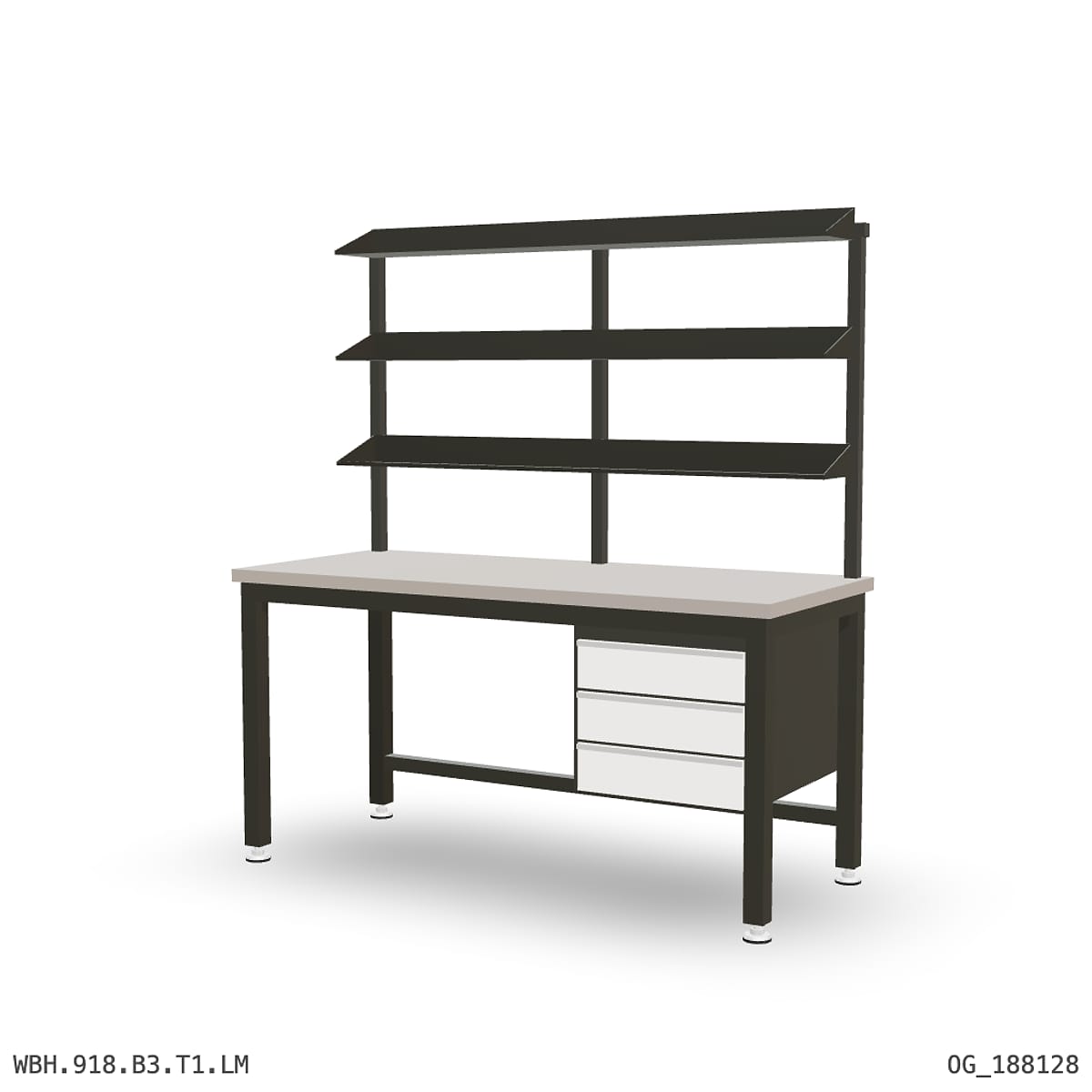 Heavy Duty Workbench 1800mm — Laminated Timber (42mm HDF), under-bench storage + overhead shelving by Boscotek