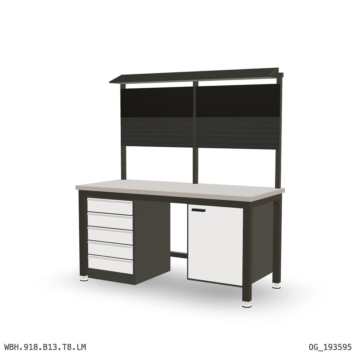 Heavy Duty Workbench 1800mm — Laminated Timber (42mm HDF), under-bench storage + overhead shelving by Boscotek