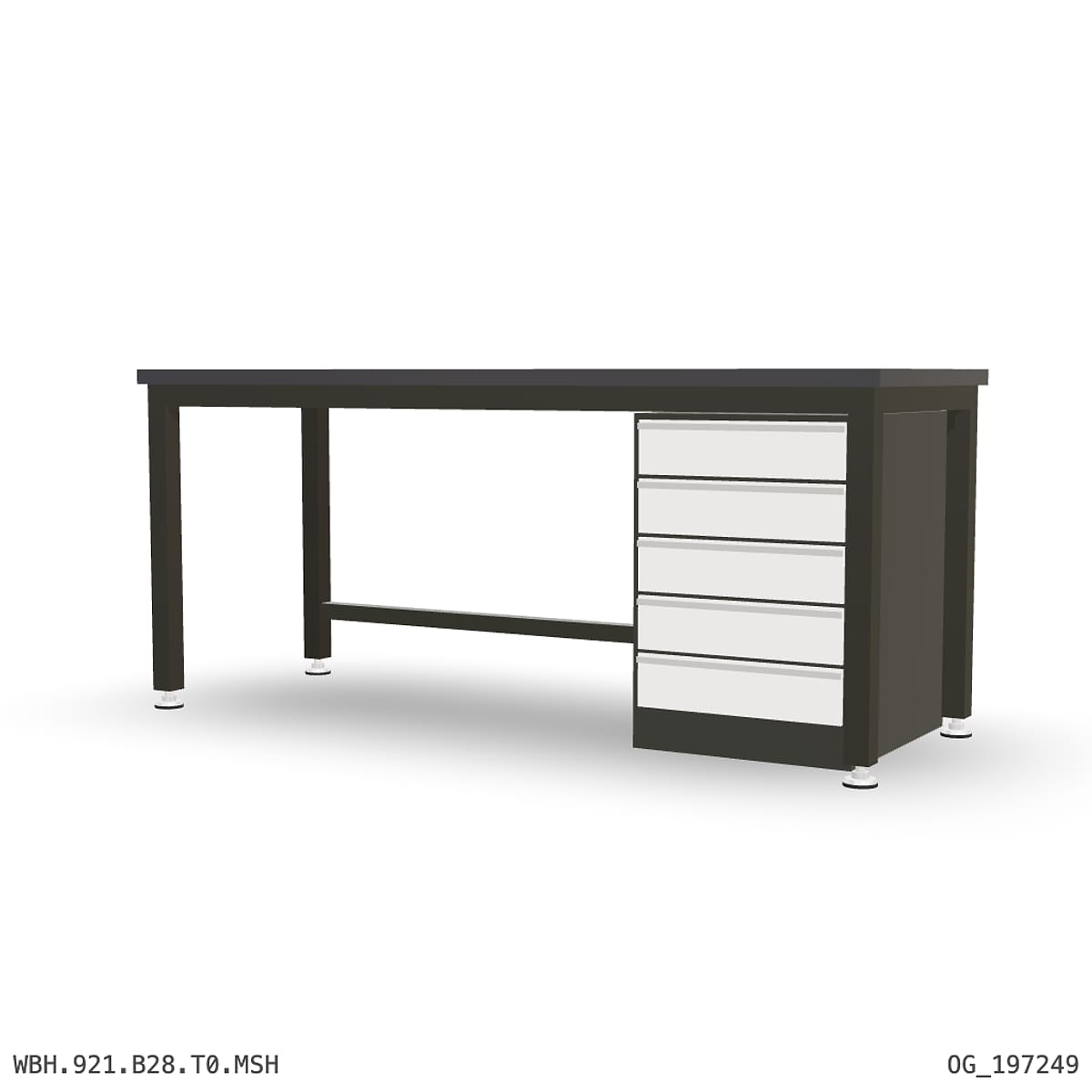 Heavy Duty Workbench 2100mm — 3mm Mild Steel (Heavy), under-bench storage by Boscotek