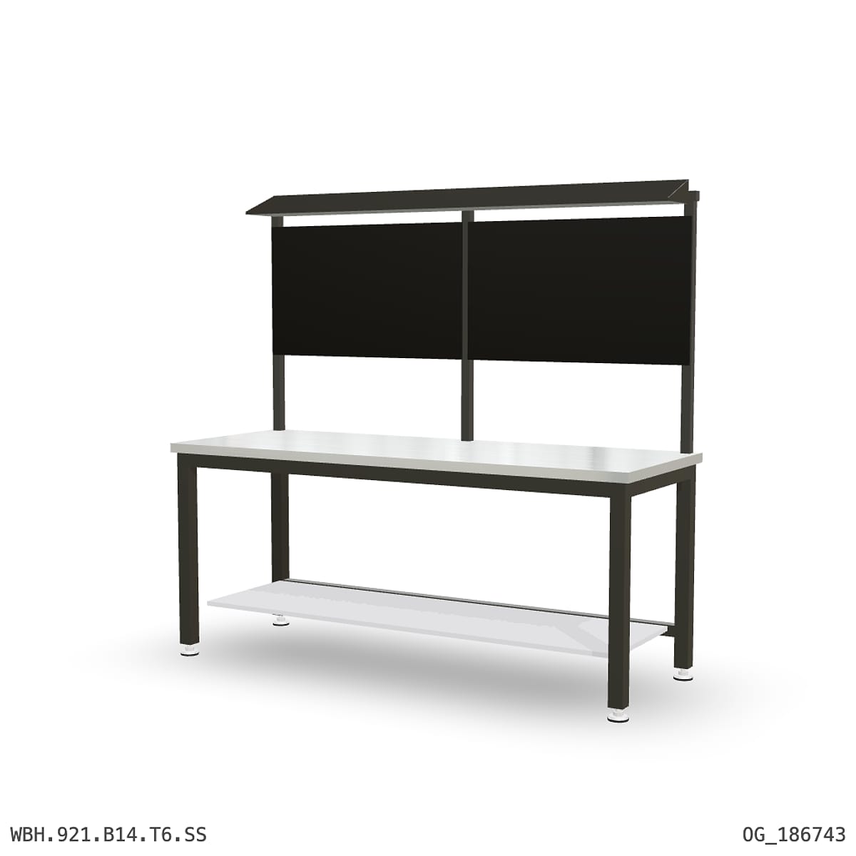 Heavy Duty Workbench 2100mm — Stainless Steel (1.2mm 304), under-bench storage + overhead shelving by Boscotek