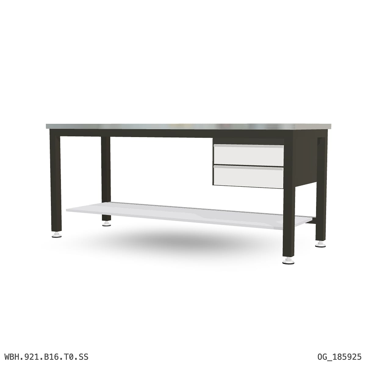 Heavy Duty Workbench 2100mm — Stainless Steel (1.2mm 304), under-bench storage by Boscotek