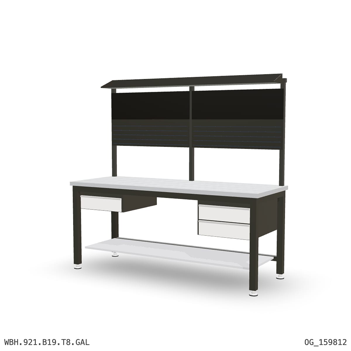 Heavy Duty Workbench 2100mm — Galvanised Steel, under-bench storage + overhead shelving by Boscotek
