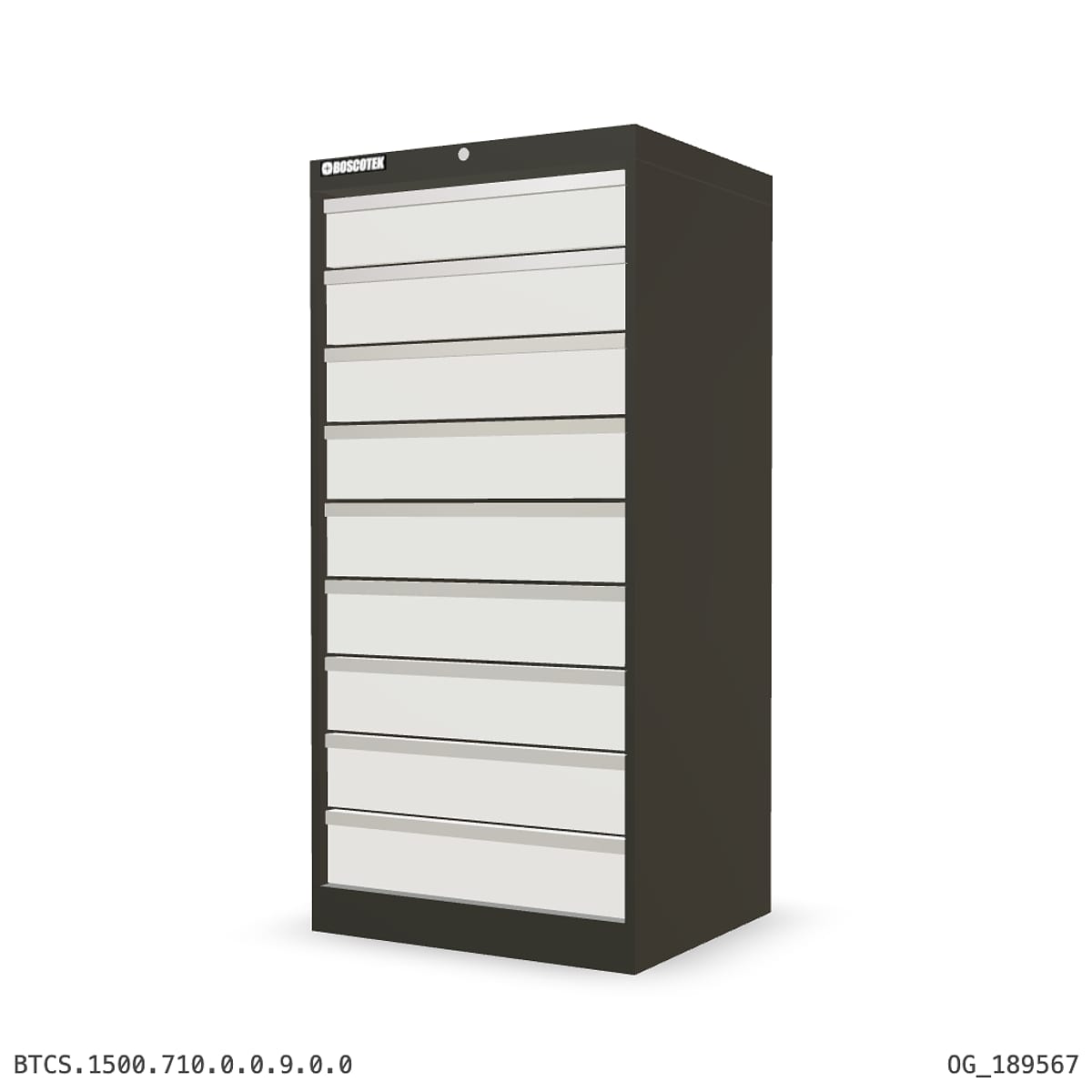 HD Cabinet 710W × 1500H — S Series, 9-Drawer by Boscotek