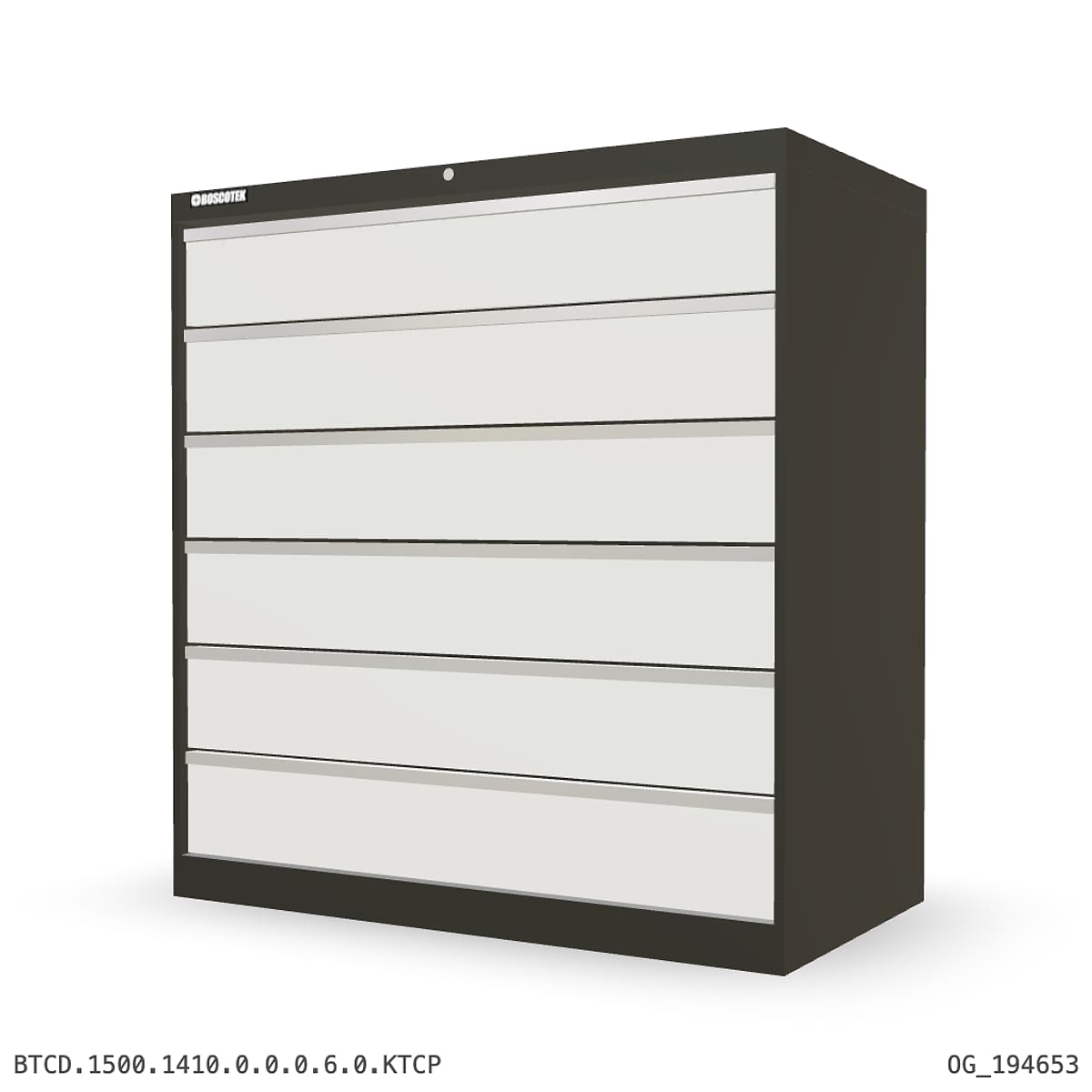 HD Cabinet 1410W × 1500H — D Series, 6-Drawer by Boscotek