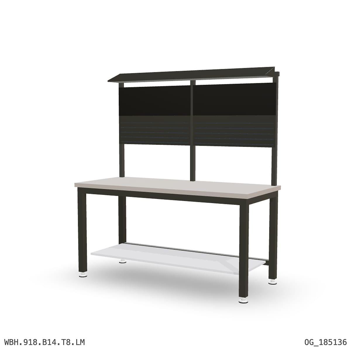 Heavy Duty Workbench 1800mm — Laminated Timber (42mm HDF), under-bench storage + overhead shelving by Boscotek