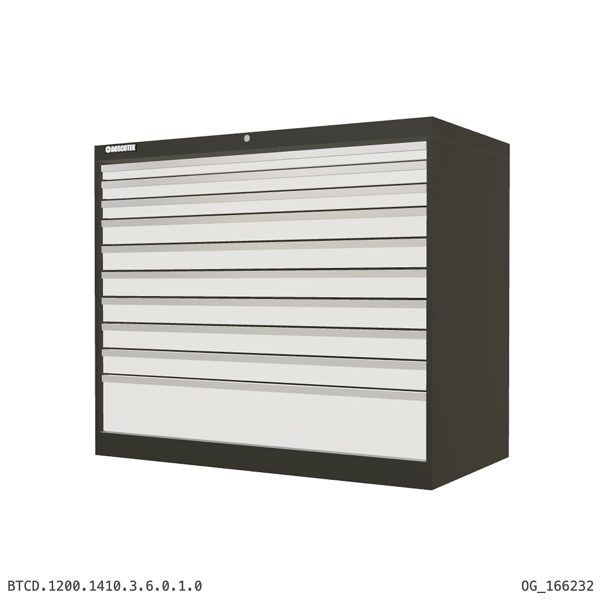 HD Cabinet 1410W × 1200H — D Series, 10-Drawer by Boscotek