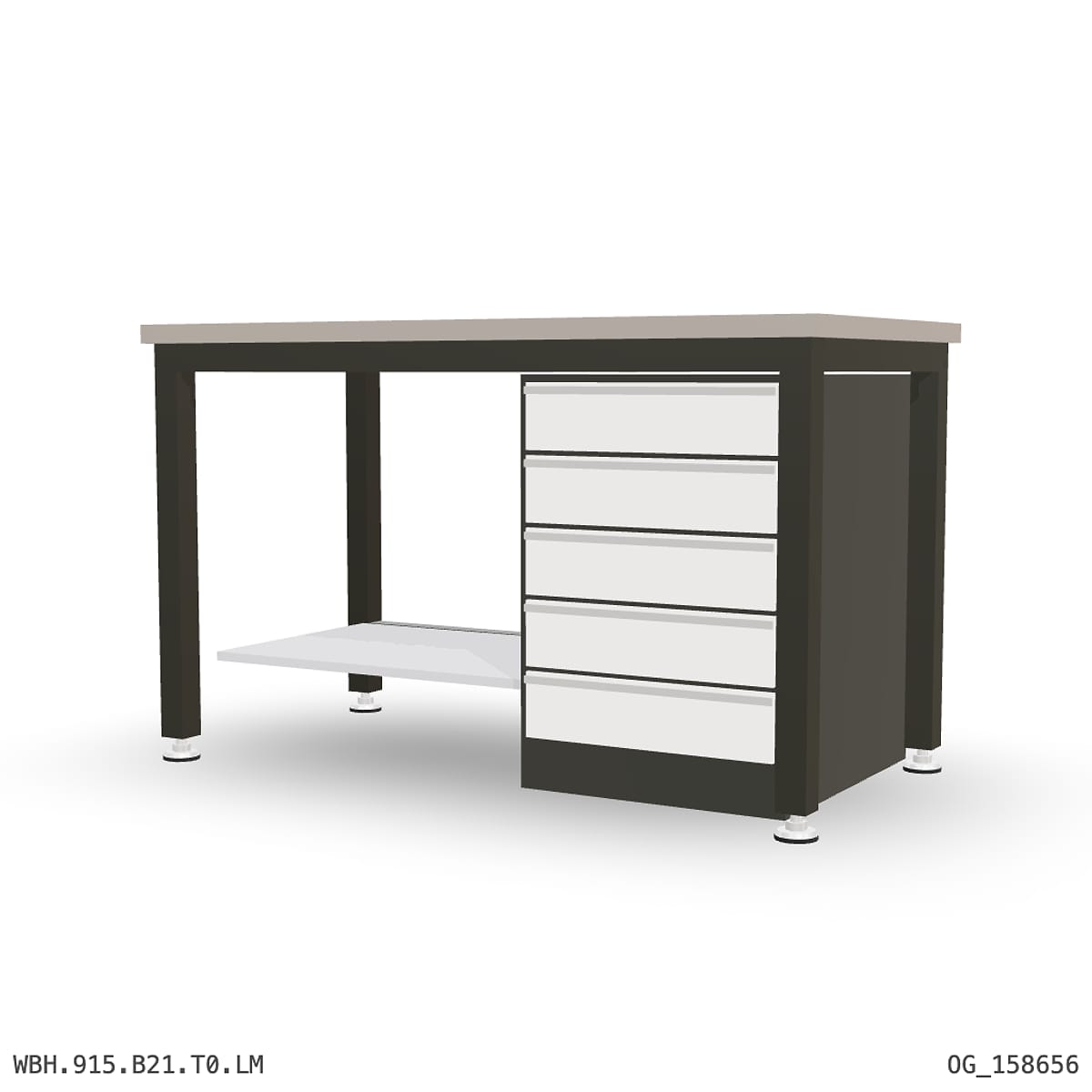 Heavy Duty Workbench 1500mm — Laminated Timber (42mm HDF), under-bench storage by Boscotek