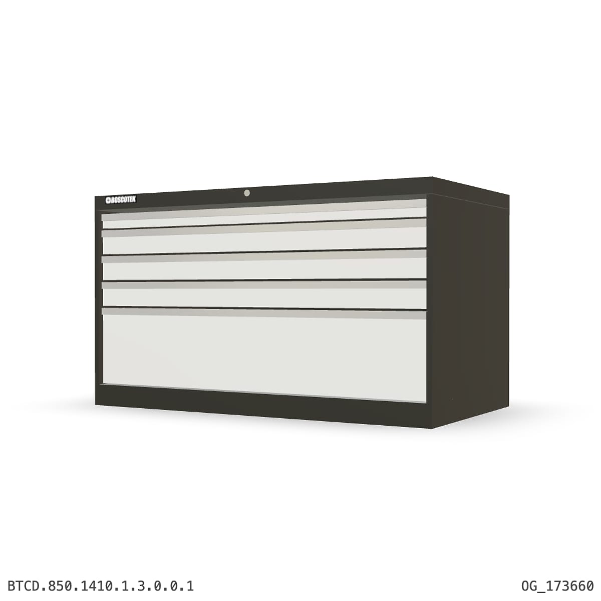 HD Cabinet 1410W × 850H — D Series, 5-Drawer by Boscotek