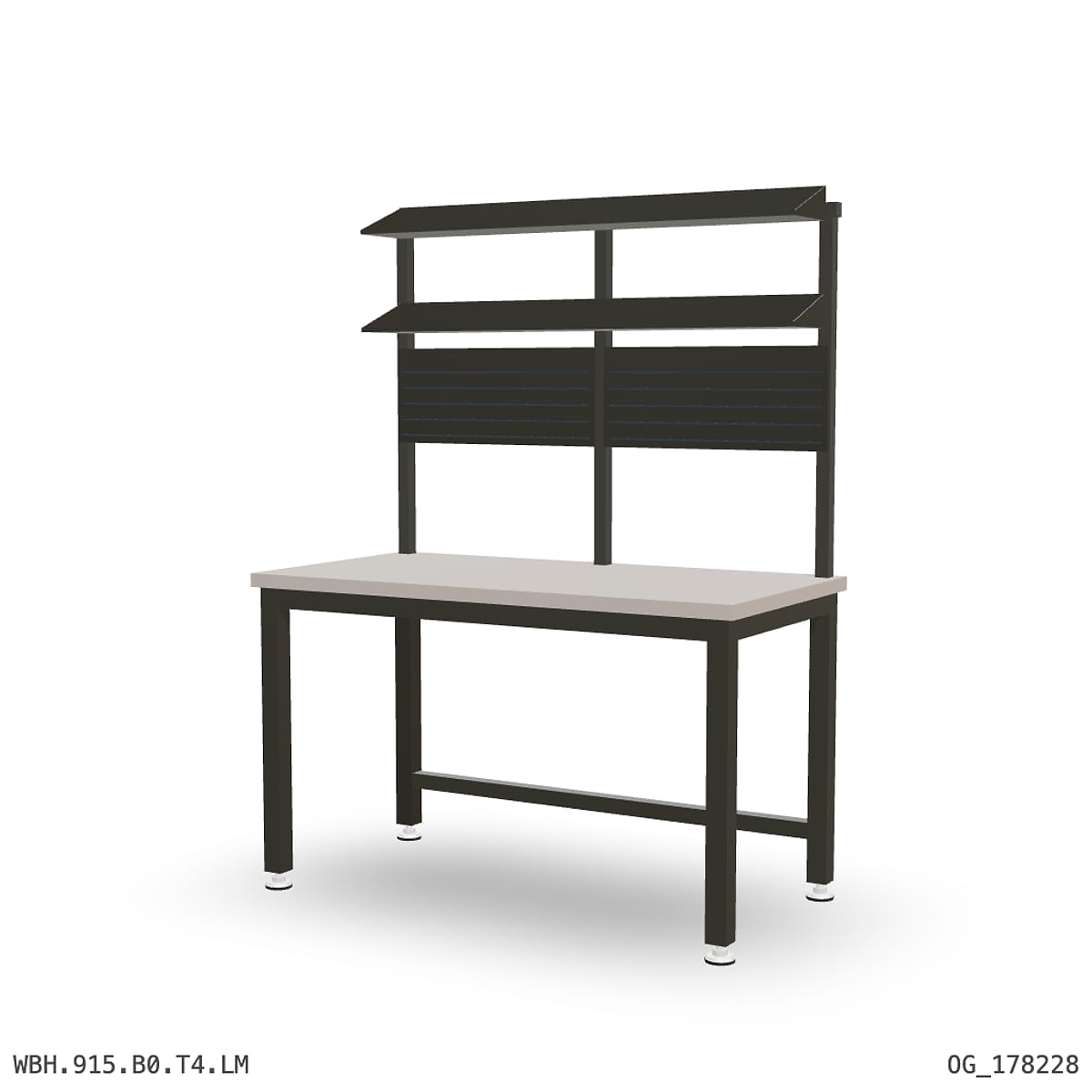 Heavy Duty Workbench 1500mm — Laminated Timber (42mm HDF), overhead shelving by Boscotek