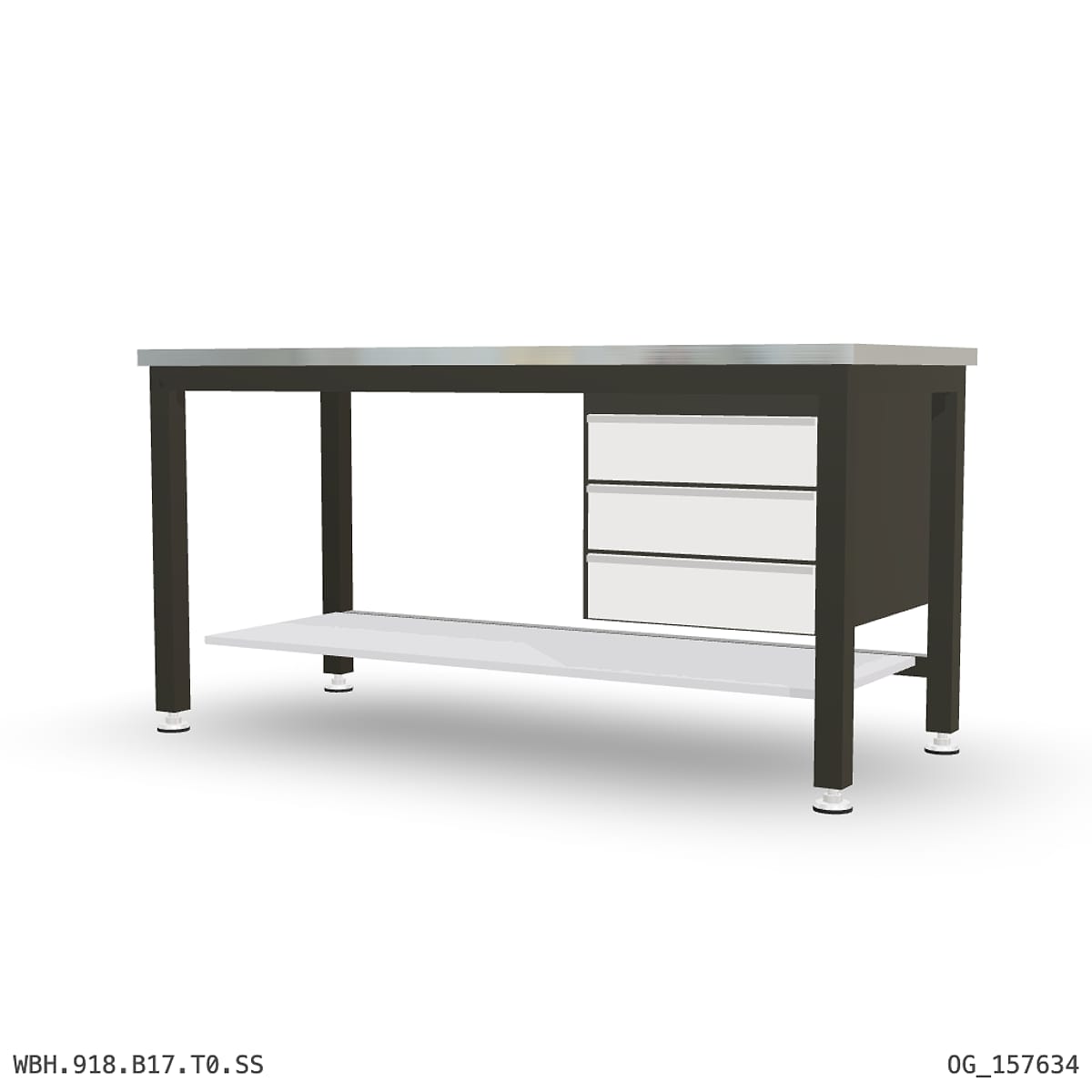 Heavy Duty Workbench 1800mm — Stainless Steel (1.2mm 304), under-bench storage by Boscotek