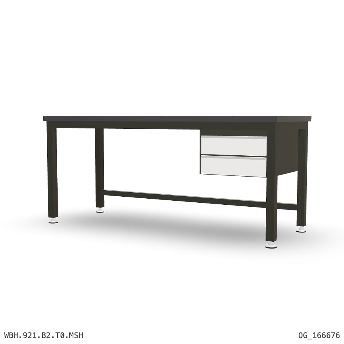 Heavy Duty Workbench 2100mm — 3mm Mild Steel (Heavy), under-bench storage by Boscotek