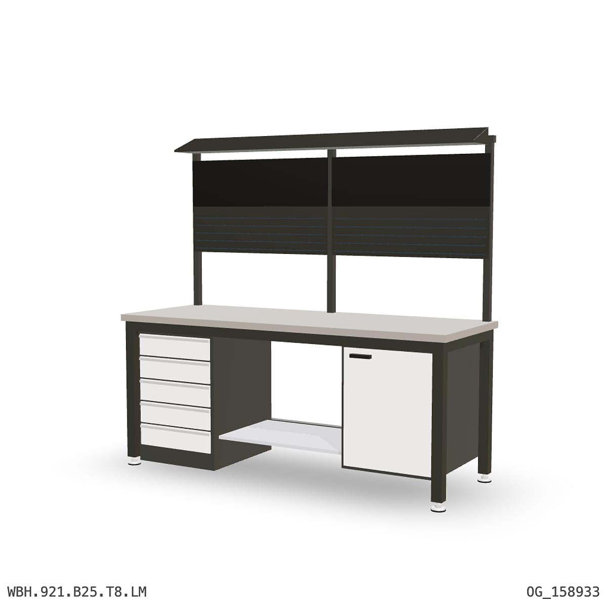 Heavy Duty Workbench 2100mm — Laminated Timber (42mm HDF), under-bench storage + overhead shelving by Boscotek
