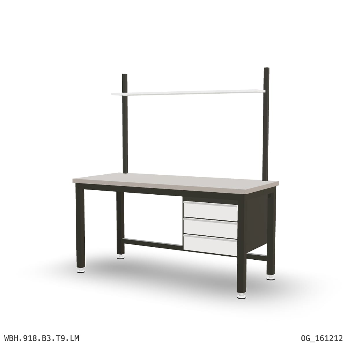 Heavy Duty Workbench 1800mm — Laminated Timber (42mm HDF), under-bench storage + overhead shelving by Boscotek
