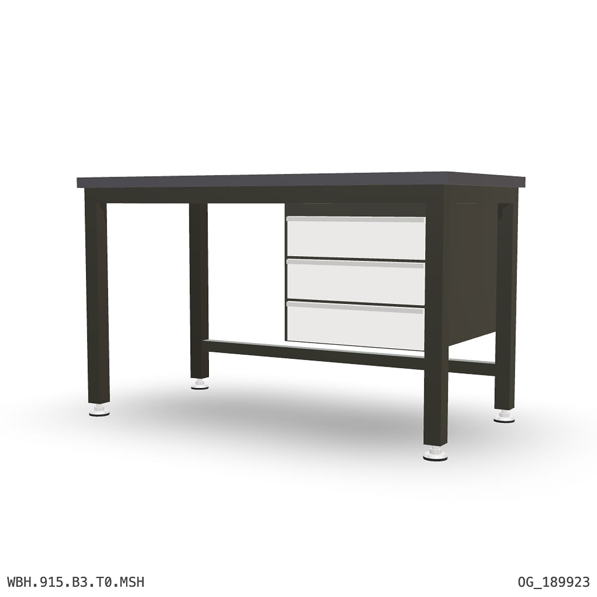 Heavy Duty Workbench 1500mm — 3mm Mild Steel (Heavy), under-bench storage by Boscotek