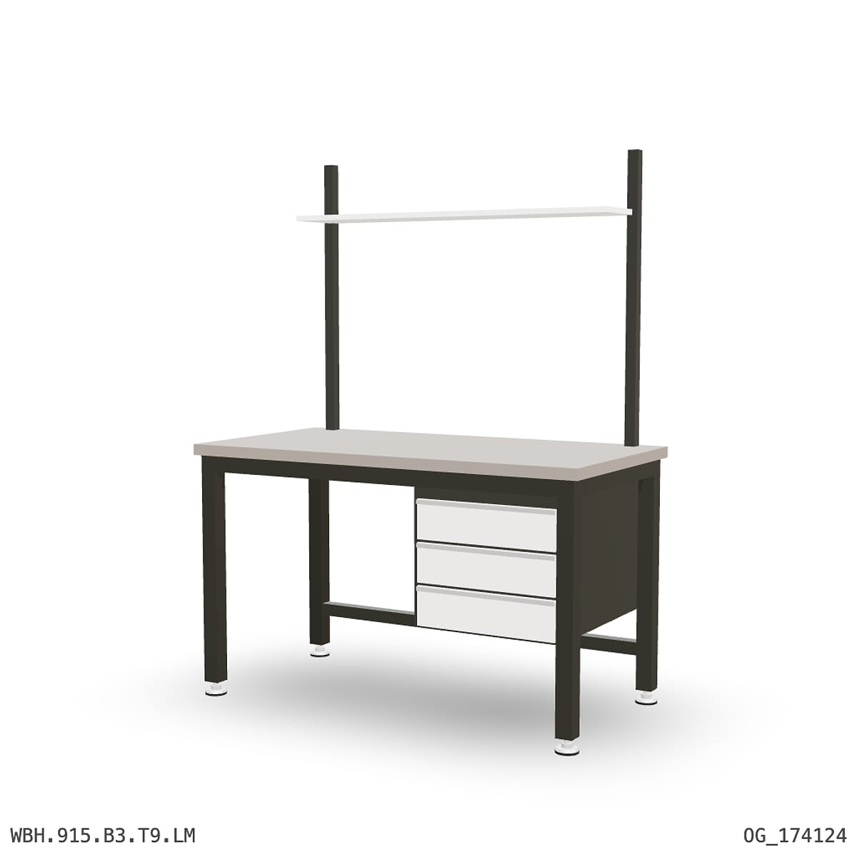 Heavy Duty Workbench 1500mm — Laminated Timber (42mm HDF), under-bench storage + overhead shelving by Boscotek