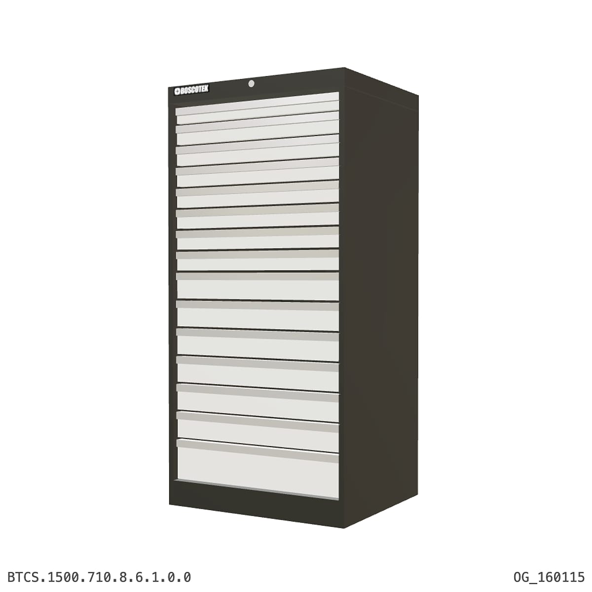 HD Cabinet 710W × 1500H — S Series, 15-Drawer by Boscotek