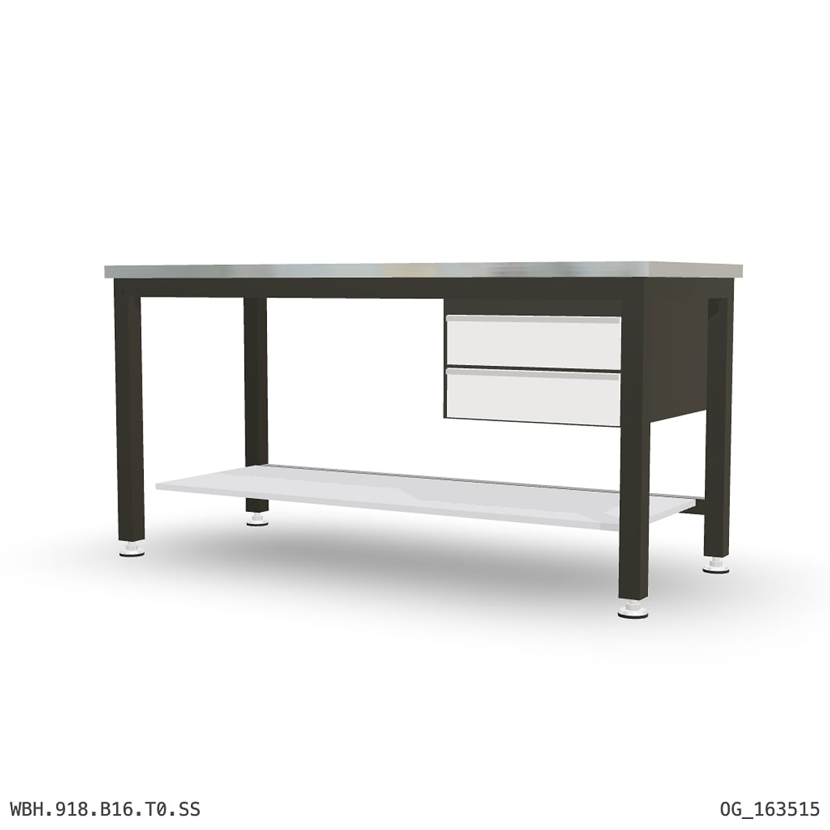 Heavy Duty Workbench 1800mm — Stainless Steel (1.2mm 304), under-bench storage by Boscotek