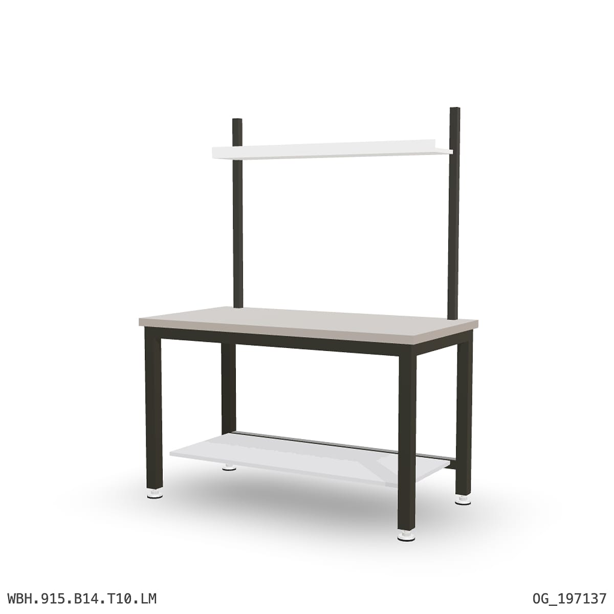 Heavy Duty Workbench 1500mm — Laminated Timber (42mm HDF), under-bench storage + overhead shelving by Boscotek