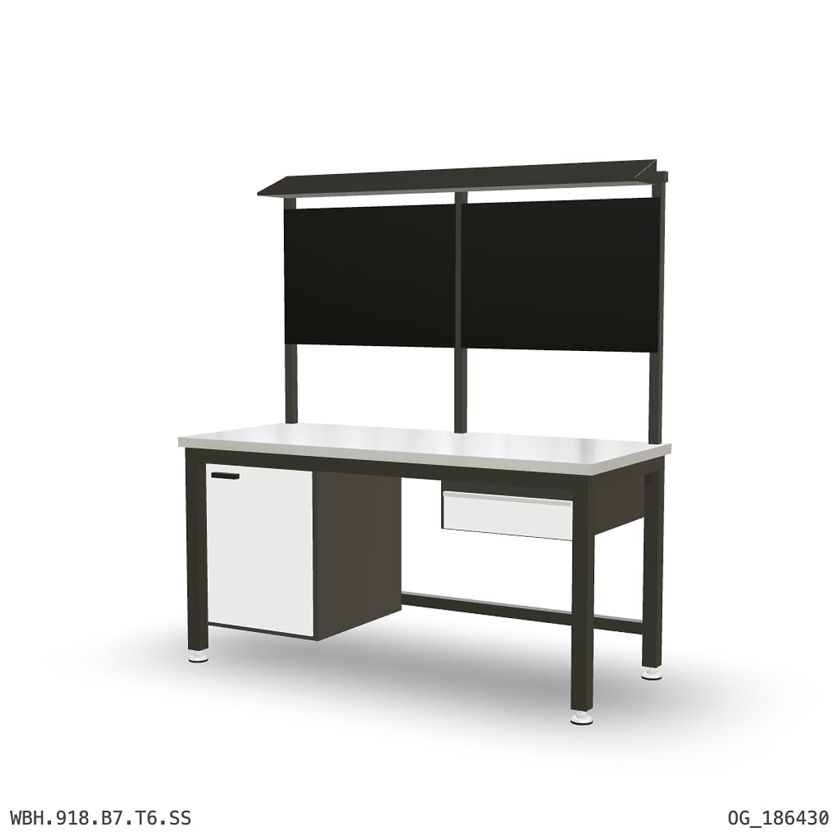 Heavy Duty Workbench 1800mm — Stainless Steel (1.2mm 304), under-bench storage + overhead shelving by Boscotek
