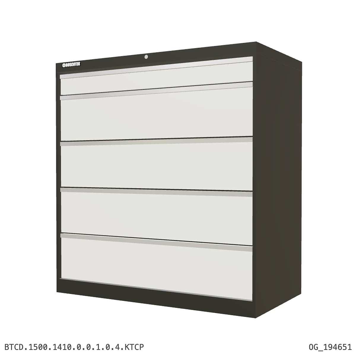 HD Cabinet 1410W × 1500H — D Series, 5-Drawer by Boscotek