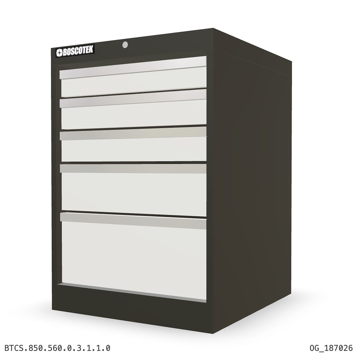 HD Cabinet 560W × 850H — S Series, 5-Drawer by Boscotek