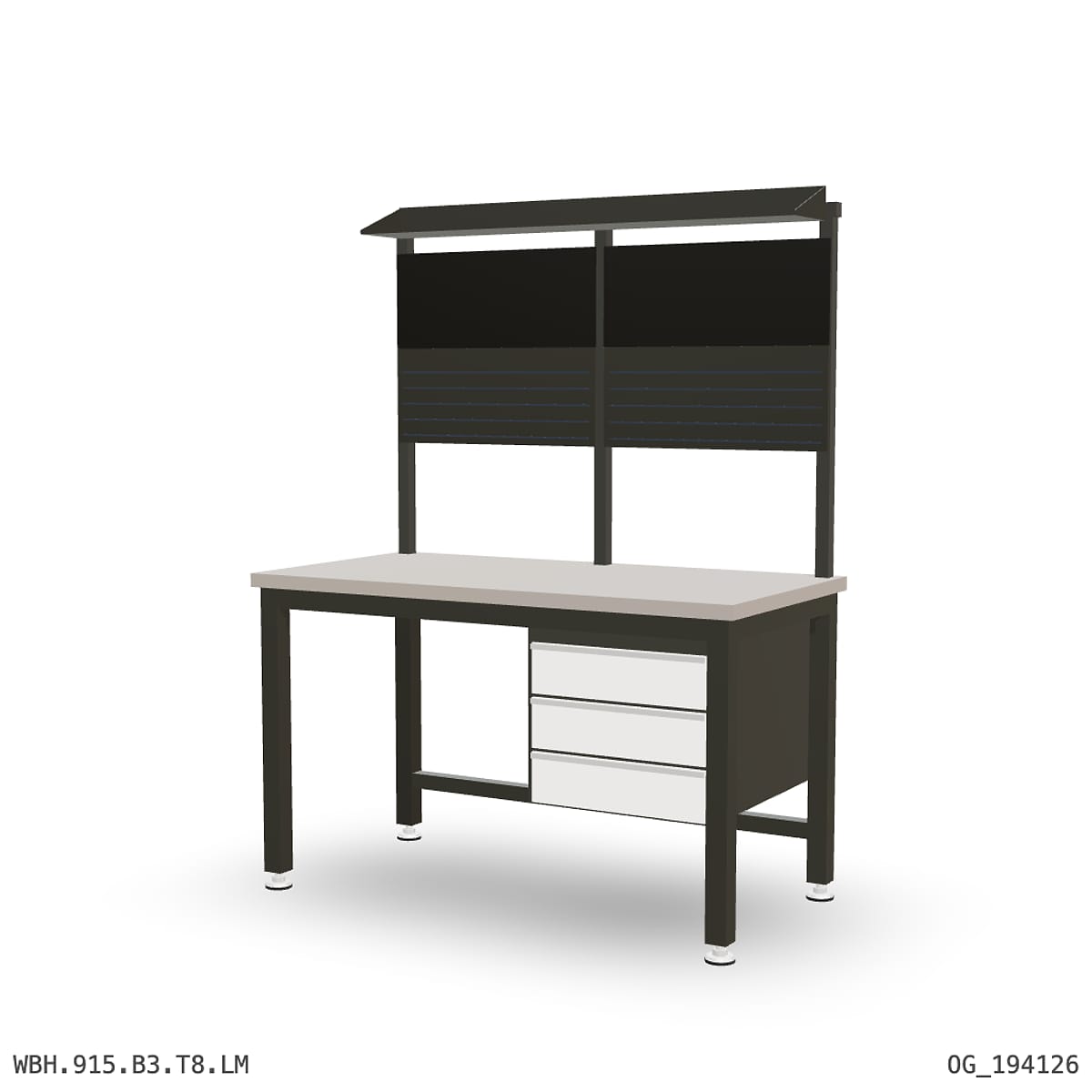 Heavy Duty Workbench 1500mm — Laminated Timber (42mm HDF), under-bench storage + overhead shelving by Boscotek