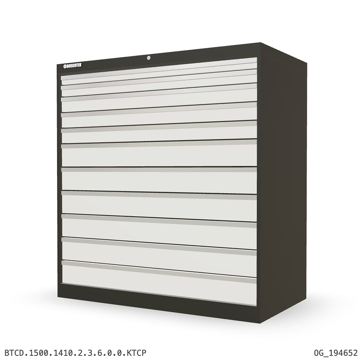 HD Cabinet 1410W × 1500H — D Series, 11-Drawer by Boscotek