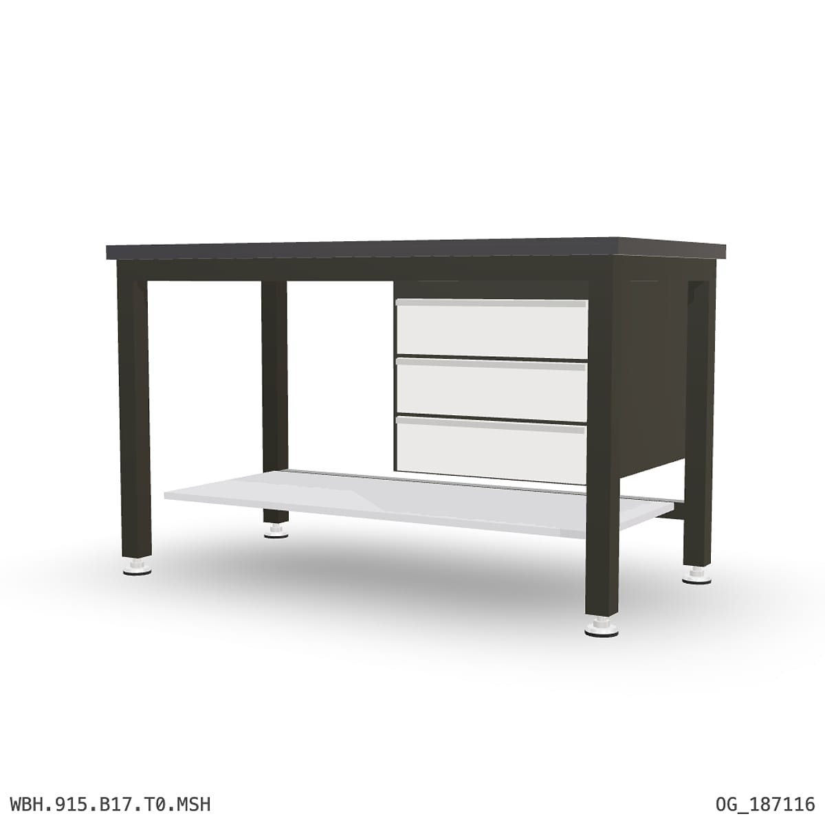 Heavy Duty Workbench 1500mm — 3mm Mild Steel (Heavy), under-bench storage by Boscotek