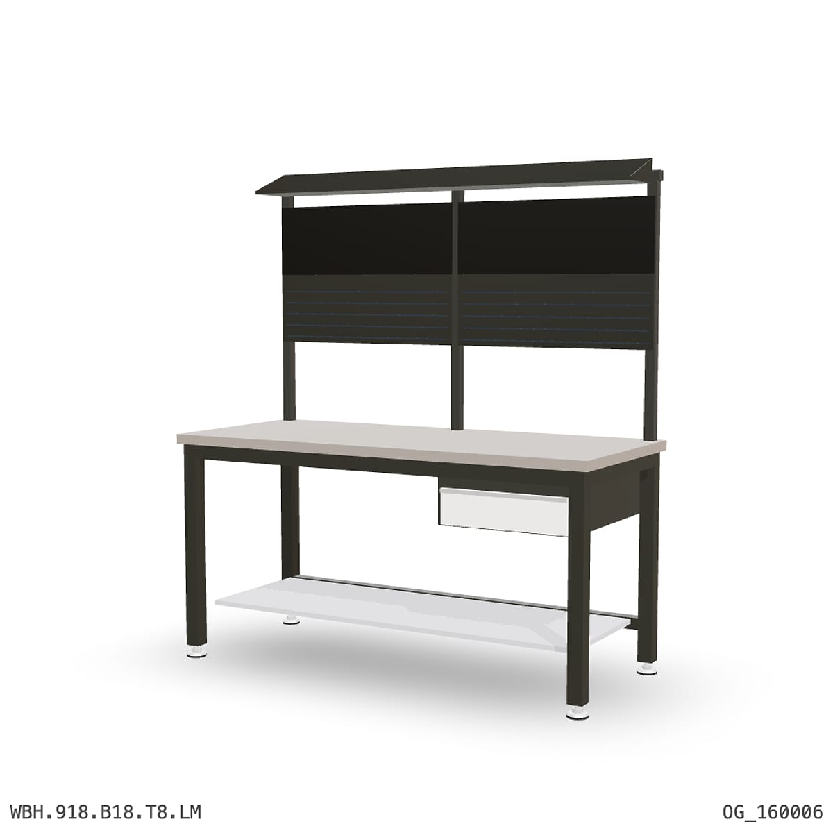 Heavy Duty Workbench 1800mm — Laminated Timber (42mm HDF), under-bench storage + overhead shelving by Boscotek