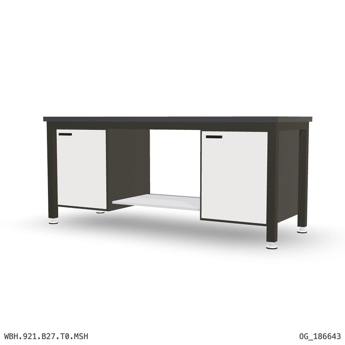 Heavy Duty Workbench 2100mm — 3mm Mild Steel (Heavy), under-bench storage by Boscotek
