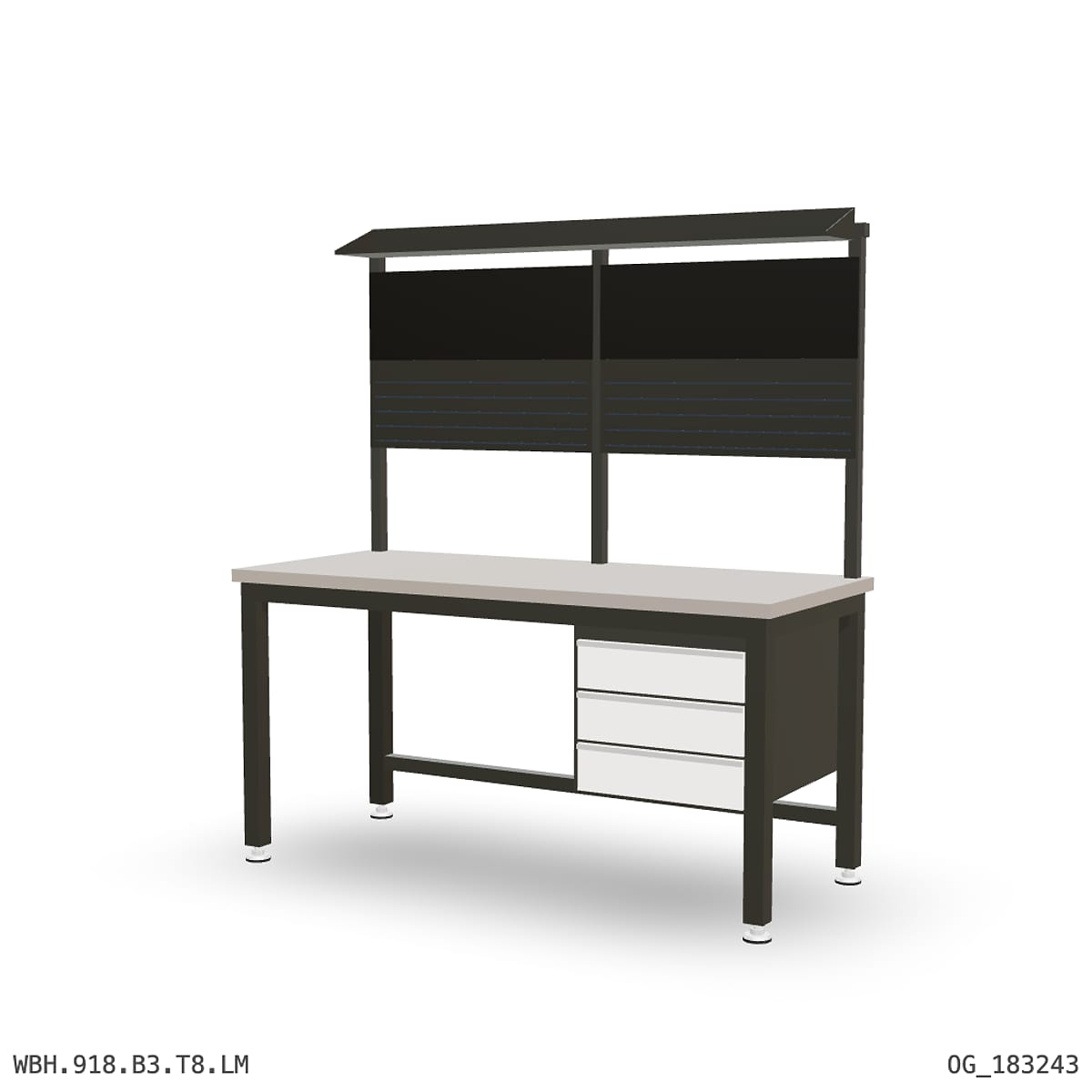 Heavy Duty Workbench 1800mm — Laminated Timber (42mm HDF), under-bench storage + overhead shelving by Boscotek