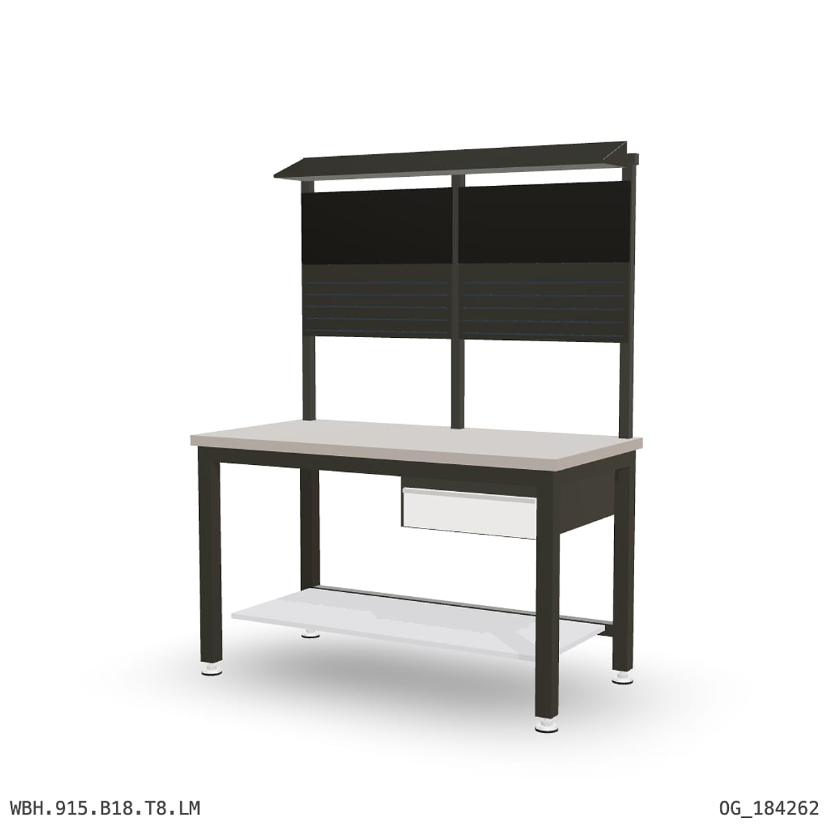 Heavy Duty Workbench 1500mm — Laminated Timber (42mm HDF), under-bench storage + overhead shelving by Boscotek