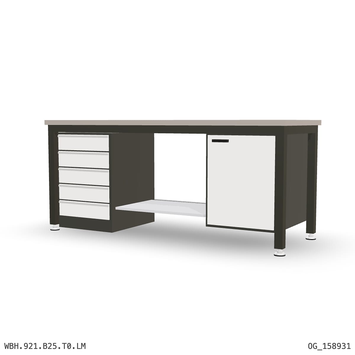 Heavy Duty Workbench 2100mm — Laminated Timber (42mm HDF), under-bench storage by Boscotek